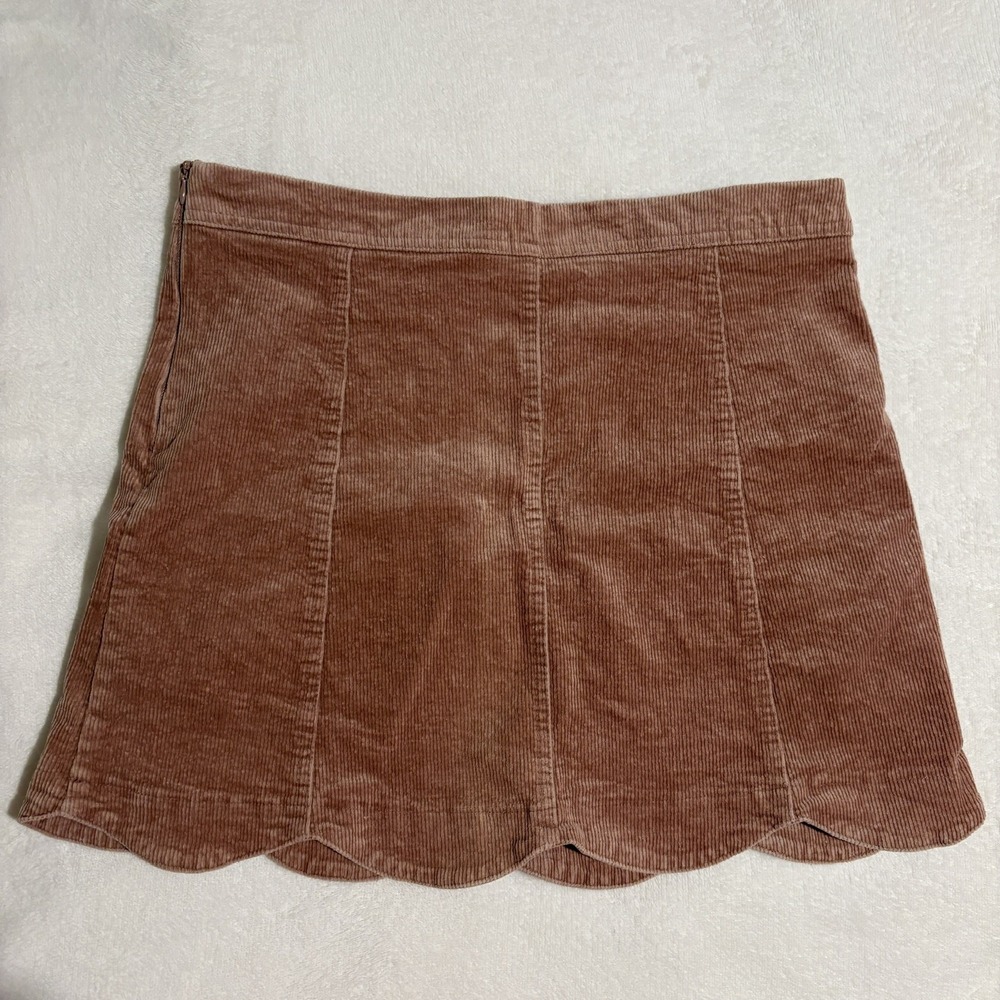 Altar'd State‎ Sophia Mini Skirt Pink Corduroy Scalloped Hem Lined Size L